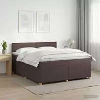 Spyruoklinė lova su čiužiniu Tamsiai rudas 180 x 200 cm Audinys