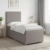 Spyruoklinė lova su čiužiniu Taupe 90 x 200 cm Audinys