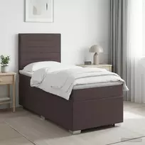 Spyruoklinė lova su čiužiniu Tamsiai rudas 90 x 200 cm Audinys