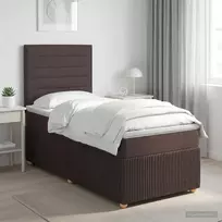Spyruoklinė lova su čiužiniu Tamsiai rudas 90 x 200 cm Audinys