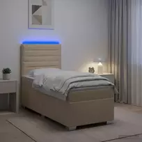 Spyruoklinė lova su čiužiniu Kreminė 90 x 200 cm Audinys