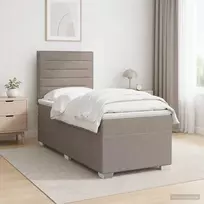 Spyruoklinė lova su čiužiniu Taupe 90 x 200 cm Audinys
