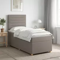 Spyruoklinė lova su čiužiniu Taupe 90 x 200 cm Audinys