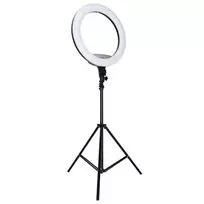 LED RGB žiedinė lempa selfiams ir filmavimams su stovu ir nuotoliniu pultu 45 cm
