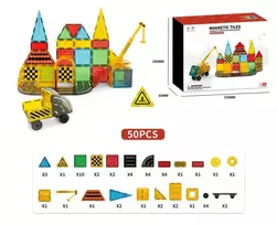 3D statybinės magnetinės plytos 50 elementų