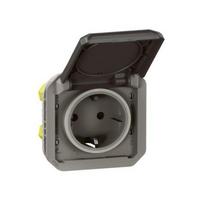Socket Plexo 069871L, anthracite, with grounding, IP55, 16A