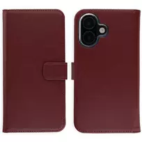 Selencia natūralios odos atverčiamas dėklas, skirtas iPhone 16 – Bordo