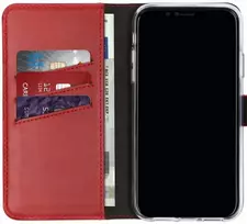 Selencia natūralios odos atverčiamas dėklas, skirtas iPhone Xr – Raudonas