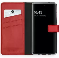 Selencia natūralios odos atverčiamas dėklas, skirtas Samsung Galaxy S20 FE – Raudonas