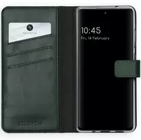 Selencia natūralios odos atverčiamas dėklas, skirtas Samsung Galaxy S20 FE – žalias