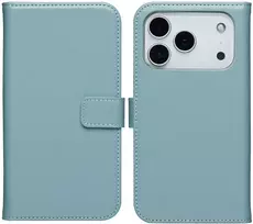Selencia natūralios odos atverčiamas dėklas, skirtas iPhone 17 Pro Max – Air Mėlyna