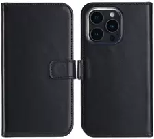 Selencia natūralios odos atverčiamas dėklas, skirtas iPhone 16 Pro Max – juodas
