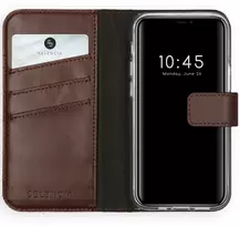 Selencia natūralios odos atverčiamas dėklas, skirtas iPhone 12 Mini – rudas
