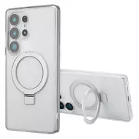 Dėklas Accezz žiedinis stovas su nugarėlės dėklu ir MagSafe funkcija, skirtas Samsung Galaxy S25 Ultra – skaidrus