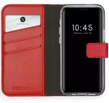 Selencia natūralios odos atverčiamas dėklas, skirtas iPhone 12 Mini – Raudonas