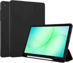 Accezz išmanusis silikoninis atverčiamas dėklas, skirtas Samsung Galaxy Tab A11 Plus / A9 Plus – juodas