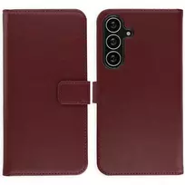Selencia natūralios odos atverčiamas dėklas, skirtas Samsung Galaxy S25 FE – Bordo