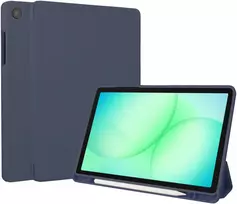 Accezz išmanusis silikoninis atverčiamas dėklas, skirtas Samsung Galaxy Tab A11 Plus / A9 Plus – tamsiai mėlynas