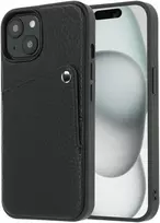 Dėklas Selencia Riva nugarėlė su kortelių dėklu, skirta iPhone 15 – Juoda