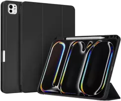Accezz išmanusis silikoninis atverčiamas dėklas, skirtas iPad Pro 13 (2025) M5 / (2024) M4 – juodas