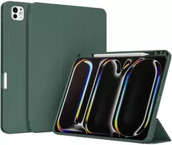 Accezz išmanusis silikoninis atverčiamas dėklas, skirtas iPad Pro 11 (2025) M5 / (2024) M4 – tamsiai žalias