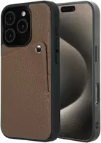 Dėklas Selencia Riva nugarėlė su kortelių dėklu, skirta iPhone 15 Pro – Mocha Brown