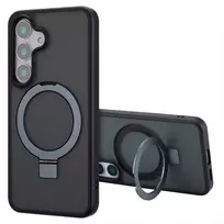 Dėklas Accezz žiedinis stovas su nugarėlės dėklu ir MagSafe, skirtas Samsung Galaxy S25 – Juodas