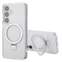 Dėklas Accezz žiedinis stovas su nugarėlės dėklu ir MagSafe funkcija, skirtas Samsung Galaxy S25 – skaidrus