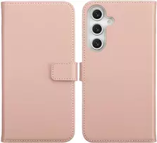 Selencia natūralios odos atverčiamas dėklas, skirtas Samsung Galaxy S25 FE – Dusty Rožinė