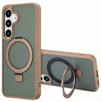 Dėklas Accezz žiedinis stovas su nugarėlės dėklu ir MagSafe, skirtas Samsung Galaxy S25 Plus – rudas