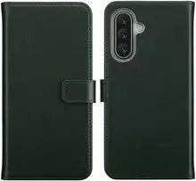 Selencia natūralios odos atverčiamas dėklas, skirtas Samsung Galaxy A18 (4G) / A17 (4G/5G) – žalias