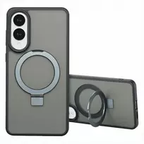 Dėklas Accezz žiedinis stovas su nugarėlės dėklu ir MagSafe, skirtas Samsung Galaxy S25 Edge – juodas