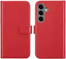 Selencia natūralios odos atverčiamas dėklas, skirtas Samsung Galaxy S25 Plus – Raudonas