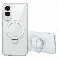 Dėklas Accezz žiedinis stovas su nugarėlės dėklu ir MagSafe funkcija, skirtas Samsung Galaxy S25 Edge – skaidrus