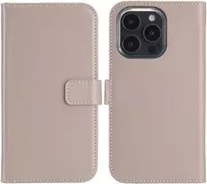 Selencia natūralios odos atverčiamas dėklas, skirtas iPhone 16 Pro – Dusty Rožinė