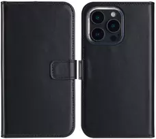 Selencia natūralios odos atverčiamas dėklas, skirtas iPhone 16 Pro – juodas