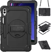 Accezz tvirtas galinis dėklas su peties dirželiu, skirtas Samsung Galaxy Tab S10 Plus / Tab S9 FE Plus / Tab S9 Plus – juodas