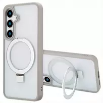 Dėklas Accezz žiedinis stovas su nugarėlės dėklu ir MagSafe funkcija, skirtas Samsung Galaxy S24 – Pilkas