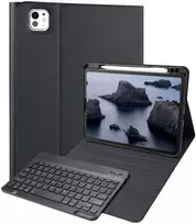 Accezz „Bluetooth“ klaviatūros dėklas su atlenkiamu dangteliu, skirtas iPad Pro 11 (2025) M5 / (2024) M4 – QWERTZ / DE – Juodas