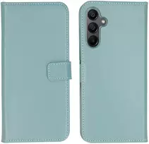 Selencia natūralios odos atverčiamas dėklas, skirtas Samsung Galaxy A15 (5G/4G) – Air Mėlyna