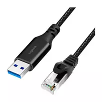 Logilink USB 3.0 Ethernet cable, A/M to RJ45/M, 1Gbps, active, black/grey, 2 m