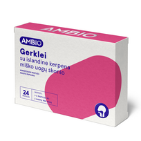 AMBIO GERKLEI SU ISLANDINE KERPENA 80 mg (MIŠKO UOGŲ SKONIO), 24 minkštosios pastilės