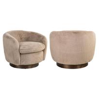 Richmond Interiors Fotelis Colmar khaki fluffy su pasukimo funkcija