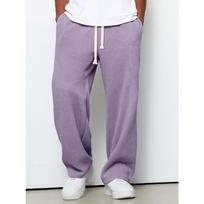 Men's Relaxed-Fit Draped Solid-Colour Wide-Leg Sports Trousers L levanda