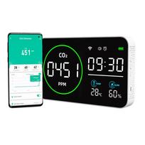 4 viename WIFI išmanusis oro kokybės monitorius CO2 PM2.5 temperatūra drėgmė dabartinis laikas testeris su žadintuvu anglies dioksido detektorius blue