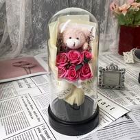 Rožinė Danga Rožė Amžinai Puokštė Dovanų Dėžutė Šviečianti Muilo Puokštė Mokytojų Diena Valentino Dienos Ornamentas Dovana gift bag+atmosphere light white