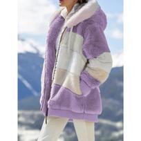 Women's Plus Size Long Teddy Bear Coat Warm Thickening Fleece Faux Fur Coat Plush Teddy Coat Women's Coat XXXL violetinė