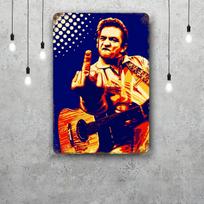 Johnny cash Metaliniai ženklai sienų dekoras Vintažiniai skardos ženklai Kapitono metalinis plakatas Dekoras barui, pub'ui, klubui Sienų dekoracija 20x30cm（7.8x11.8inch） red
