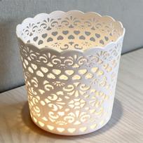 4‑Color Option Single Heart‑Shaped Hollow Lace Plastic Pencil Holder, Cute Desktop Stationery Storage Cup for Office & Study balta