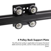 Aluminium Profile Pulley for V Slot Guide Rail Pulley 3D Printer Back Support Plate with 4 Pulleys black